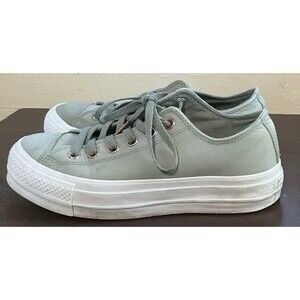 Converse All Star Platform leather sneakers In Light Green Women’s 8